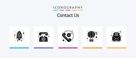 Contact Us Glyph 5 Icon Pack Including attachment. receive. call. message. received. Creative Icons Design vector