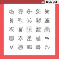 Paquete de 25 líneas de interfaz de usuario de signos y símbolos modernos de elementos de diseño de vectores editables de correo de colador de píldoras agrícolas de América