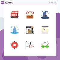 9 Universal Flat Colors Set for Web and Mobile Applications water liquid house drop water wizard Editable Vector Design Elements