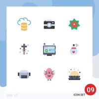 paquete de iconos vectoriales de stock de 9 signos y símbolos de línea para seo pascua islam santa cruz elementos de diseño vectorial editables vector