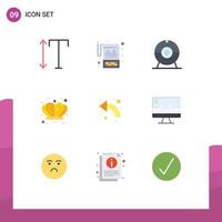 Mobile Interface Flat Color Set of 9 Pictograms of left arrows cam arrow empire Editable Vector Design Elements