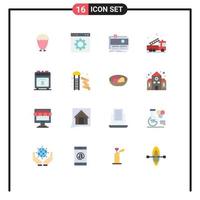16 Thematic Vector Flat Colors and Editable Symbols of help emergency setting alarm platform Editable Pack of Creative Vector Design Elements