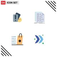 4 Thematic Vector Flat Icons and Editable Symbols of card bag referee doc sell Editable Vector Design Elements