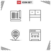 4 Creative Icons Modern Signs and Symbols of construction global map table browser Editable Vector Design Elements
