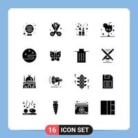 Pictogram Set of 16 Simple Solid Glyphs of night ice fashion glass cocktail Editable Vector Design Elements