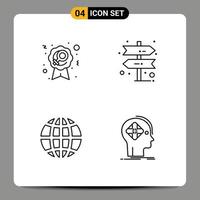 4 Creative Icons Modern Signs and Symbols of badge globe woman direction advanced Editable Vector Design Elements
