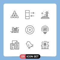 Set of 9 Modern UI Icons Symbols Signs for screw internal game technology gen Editable Vector Design Elements