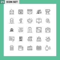 Set of 25 Modern UI Icons Symbols Signs for board support development contact chat Editable Vector Design Elements