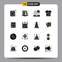 paquete de interfaz de usuario de 16 glifos sólidos básicos de arce canadá código otoño portátil elementos de diseño vectorial editables vector