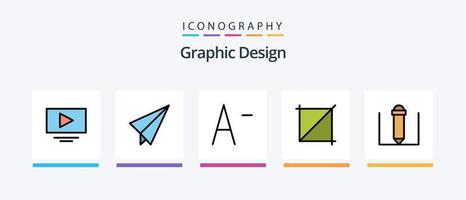 la línea de diseño llenó el paquete de 5 íconos que incluye . parche .. diseño de iconos creativos vector