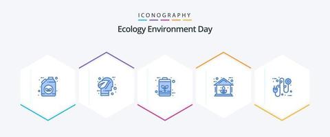 Ecology 25 Blue icon pack including power. green. think. energy. energy vector