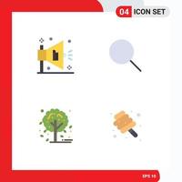 Pack of 4 Modern Flat Icons Signs and Symbols for Web Print Media such as ad tree search ui marshmallow Editable Vector Design Elements