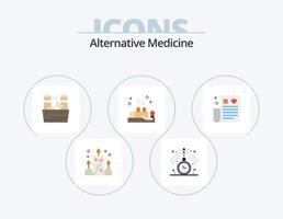 paquete de iconos planos de medicina alternativa 5 diseño de iconos. cuidado de la salud. bienestar. belleza. terapia. utilización de tazas vector