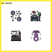 User Interface Pack of 4 Basic Filledline Flat Colors of disease digital health lamp economy Editable Vector Design Elements