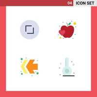 conjunto de 4 iconos planos vectoriales en cuadrícula para flechas avance rápido zoom corazón playa elementos de diseño vectorial editables vector