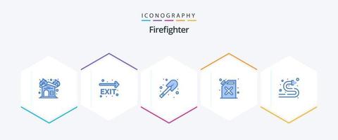 Firefighter 25 Blue icon pack including water hose. hose. construction. fire hose. cane vector