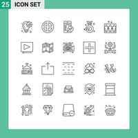 Set of 25 Modern UI Icons Symbols Signs for father badge interior smartphone secure Editable Vector Design Elements