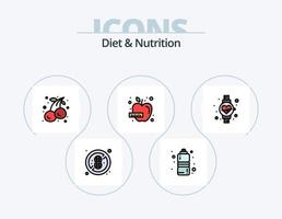 Diet And Nutrition Line Filled Icon Pack 5 Icon Design. protein. additive. healthy. protein. diet vector