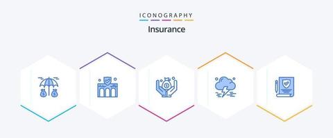 Insurance 25 Blue icon pack including policy. insurance. insurance. thunderstorm. insurance vector