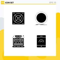 Set of 4 Modern UI Icons Symbols Signs for fan graph disc record statistic Editable Vector Design Elements