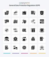 Creative Gdpr 25 Glyph Solid Black icon pack  Such As gdpr. protection. security. page. gdpr vector