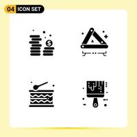 Stock Vector Icon Pack of 4 Line Signs and Symbols for cash festival currency road brush Editable Vector Design Elements