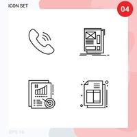 4 Universal Line Signs Symbols of call metrics wire layout design Editable Vector Design Elements