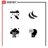 Pictogram Set of Simple Solid Glyphs of fishing technology banana cloud Layer Editable Vector Design Elements