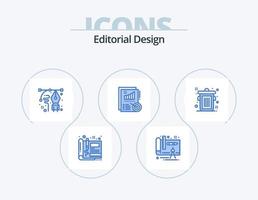 Editorial Design Blue Icon Pack 5 Icon Design. can. report. art. metrics. pencil vector