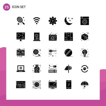 paquete de glifos sólidos de 25 símbolos universales de diseño de codificación salud web nube elementos de diseño vectorial editables vector