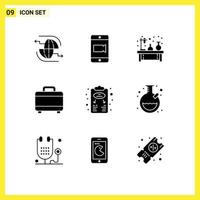 9 Solid Glyph concept for Websites Mobile and Apps business strategy planning chemistry project lamp Editable Vector Design Elements