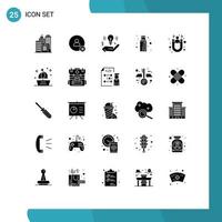 Pack of 25 Modern Solid Glyphs Signs and Symbols for Web Print Media such as acquisition acquisition business usb cable Editable Vector Design Elements