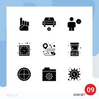 User Interface Pack of 9 Basic Solid Glyphs of watch timer vehicles clock human Editable Vector Design Elements