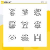 Pictogram Set of 9 Simple Outlines of briefcase business endless education notes Editable Vector Design Elements