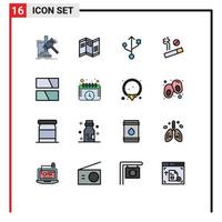 Universal Icon Symbols Group of 16 Modern Flat Color Filled Lines of layout frame paper editing smoke Editable Creative Vector Design Elements