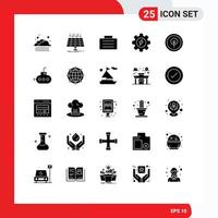 conjunto de 25 iconos de interfaz de usuario modernos símbolos signos para elementos de diseño vectorial editables de engranaje biológico de caso biológico de batiscafo vector