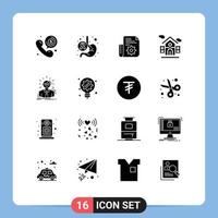 Set of 16 Modern UI Icons Symbols Signs for manager real estate stomach building setting Editable Vector Design Elements