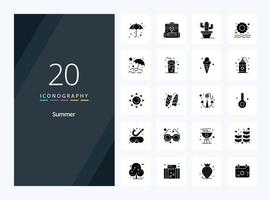 20 Summer Solid Glyph icon for presentation vector