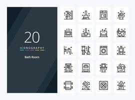 20 Bath Room Outline icon for presentation vector