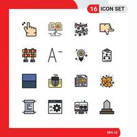 Set of 16 Modern UI Icons Symbols Signs for construction barricade decoration vote down Editable Creative Vector Design Elements