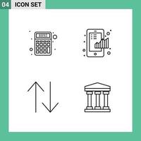 Pictogram Set of 4 Simple Filledline Flat Colors of calculator arrow money finance upside Editable Vector Design Elements