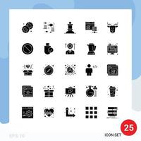 Pictogram Set of 25 Simple Solid Glyphs of arctic web under water server database Editable Vector Design Elements