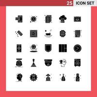 Universal Icon Symbols Group of 25 Modern Solid Glyphs of card management clock file business Editable Vector Design Elements