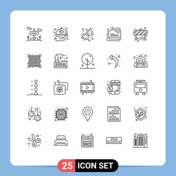 25 Universal Lines Set for Web and Mobile Applications road attention chemistry secure data secure Editable Vector Design Elements