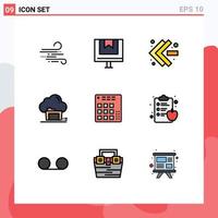 Universal Icon Symbols Group of 9 Modern Filledline Flat Colors of audio data online cloud folder Editable Vector Design Elements