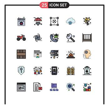 conjunto de pictogramas de 25 colores planos de línea rellena simple de infraestructura globo codificación forma de ciudad elementos de diseño vectorial editables vector
