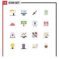 16 Thematic Vector Flat Colors and Editable Symbols of dish success camping graph presentation Editable Pack of Creative Vector Design Elements