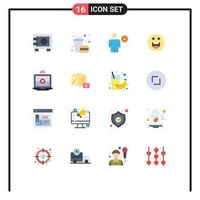 16 Flat Color concept for Websites Mobile and Apps computing motivation avatar happy minus Editable Pack of Creative Vector Design Elements