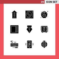 Set of 9 Commercial Solid Glyphs pack for layout field turntable time health Editable Vector Design Elements