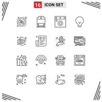 Modern Set of 16 Outlines and symbols such as bill heart wardrobe love ui Editable Vector Design Elements